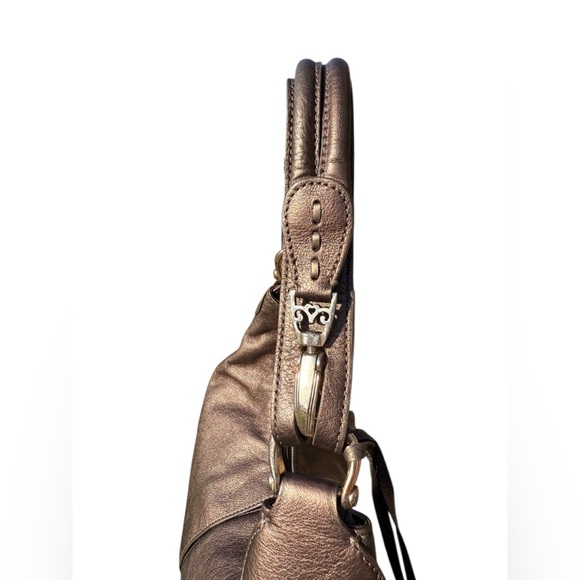 BRIGHTON Fabiola Appliqué Masterpiece 3D Floral Shoulder Bag Bronzed Pewter - Picture 14 of 16